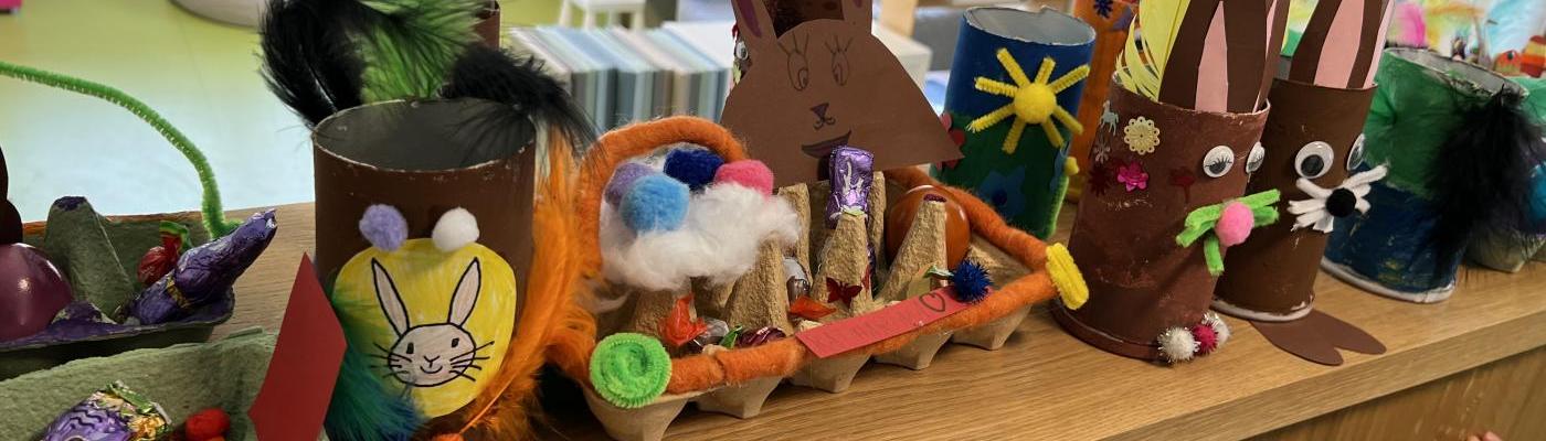 Selbstgebastelte Osternester der Kinder